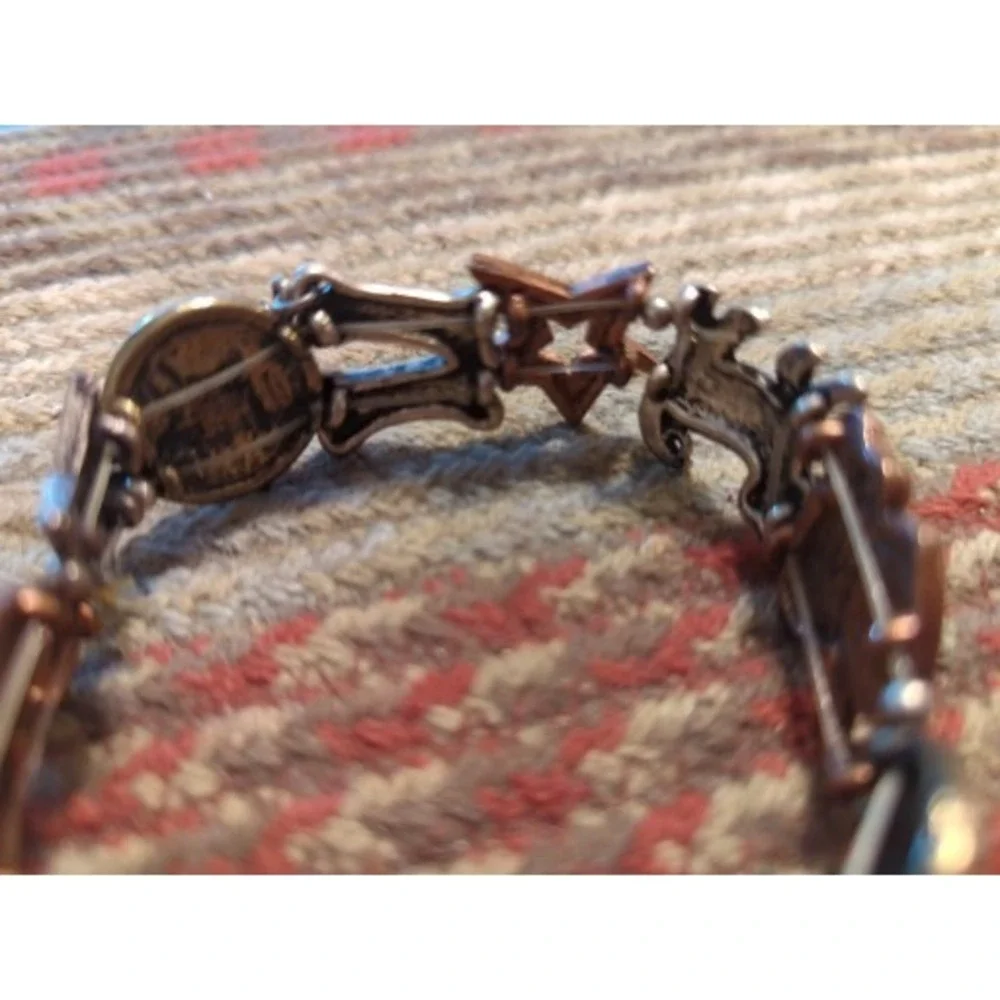 Adorable Dog Themed Bracelet Brushed Gold Copper Brass Tone